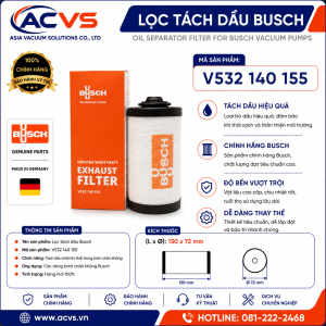 Lọc Tách Dầu Busch V532 140 155 - Ảnh 4